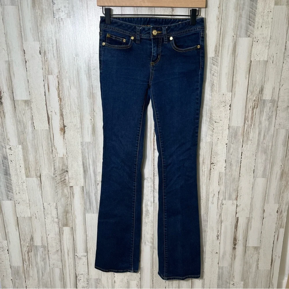 Tory Burch Bootcut Dark Wash Denim‎ Mid Rise Jeans Womens Size 24